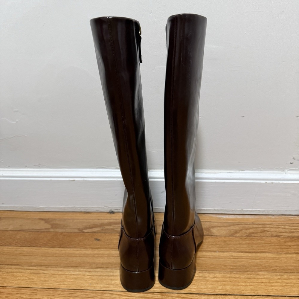 J. Crew Brown Square-toe Tall Leather Boots Size 7.5 - Picture 7 of 9